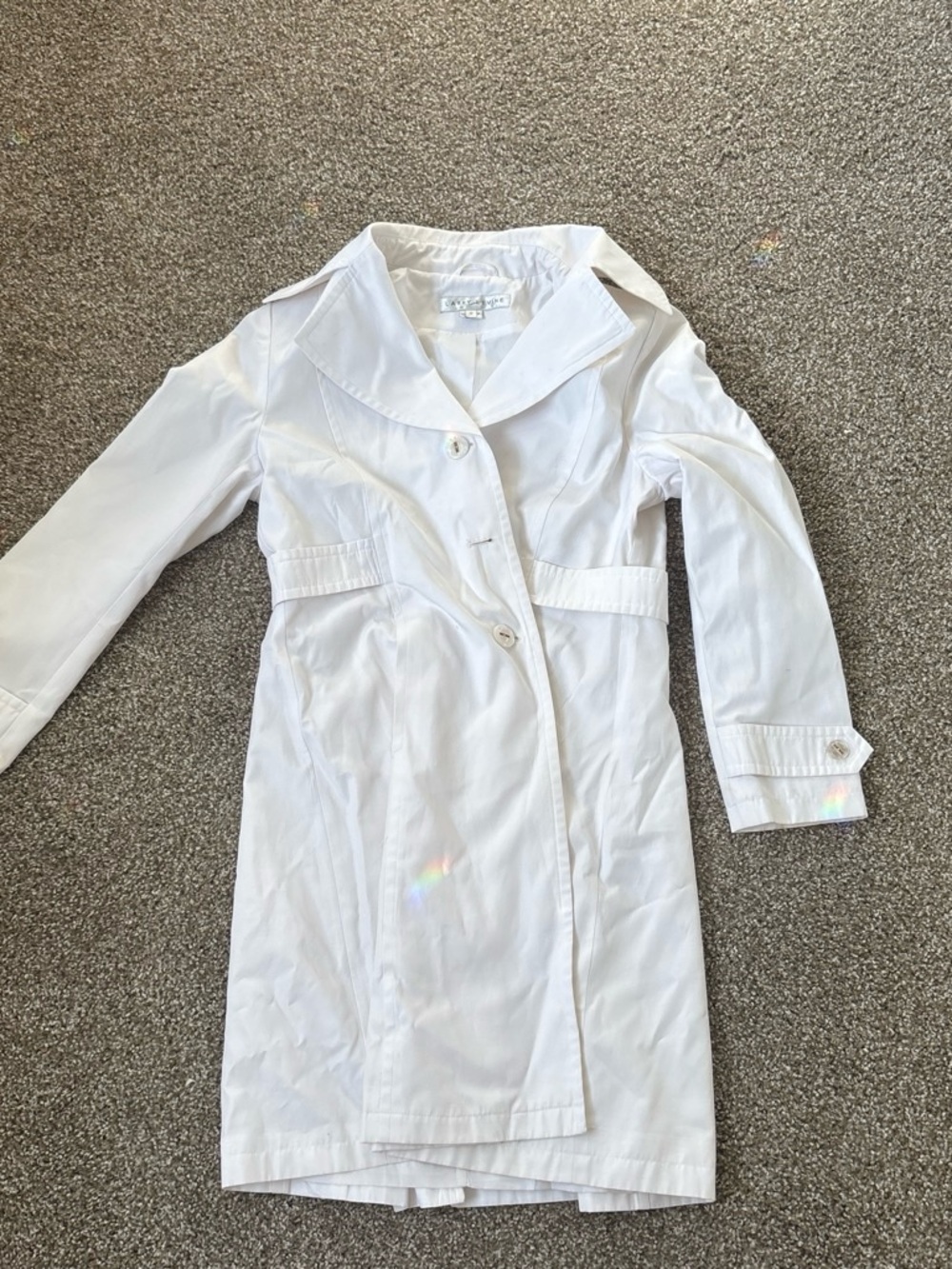 Larry levine White Women's Trench Coat - Classic Collared Design size M